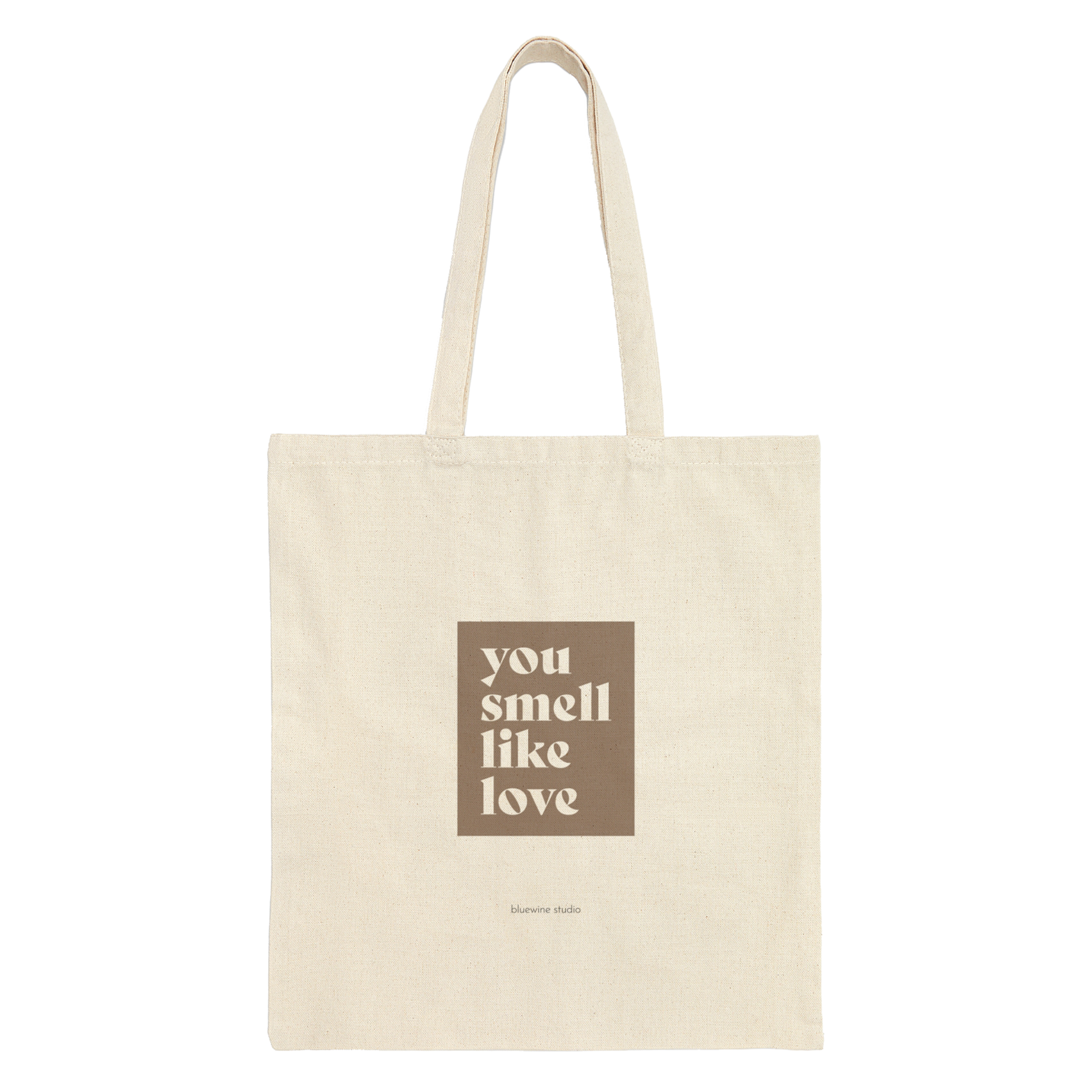 you smell like love neutral beige eco-friendly canvas tote bag 