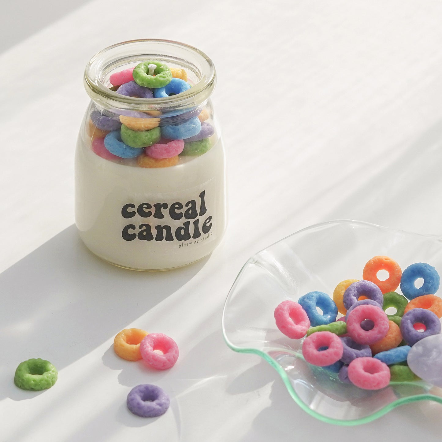 colorful cereal candles with fruit loops wax melts