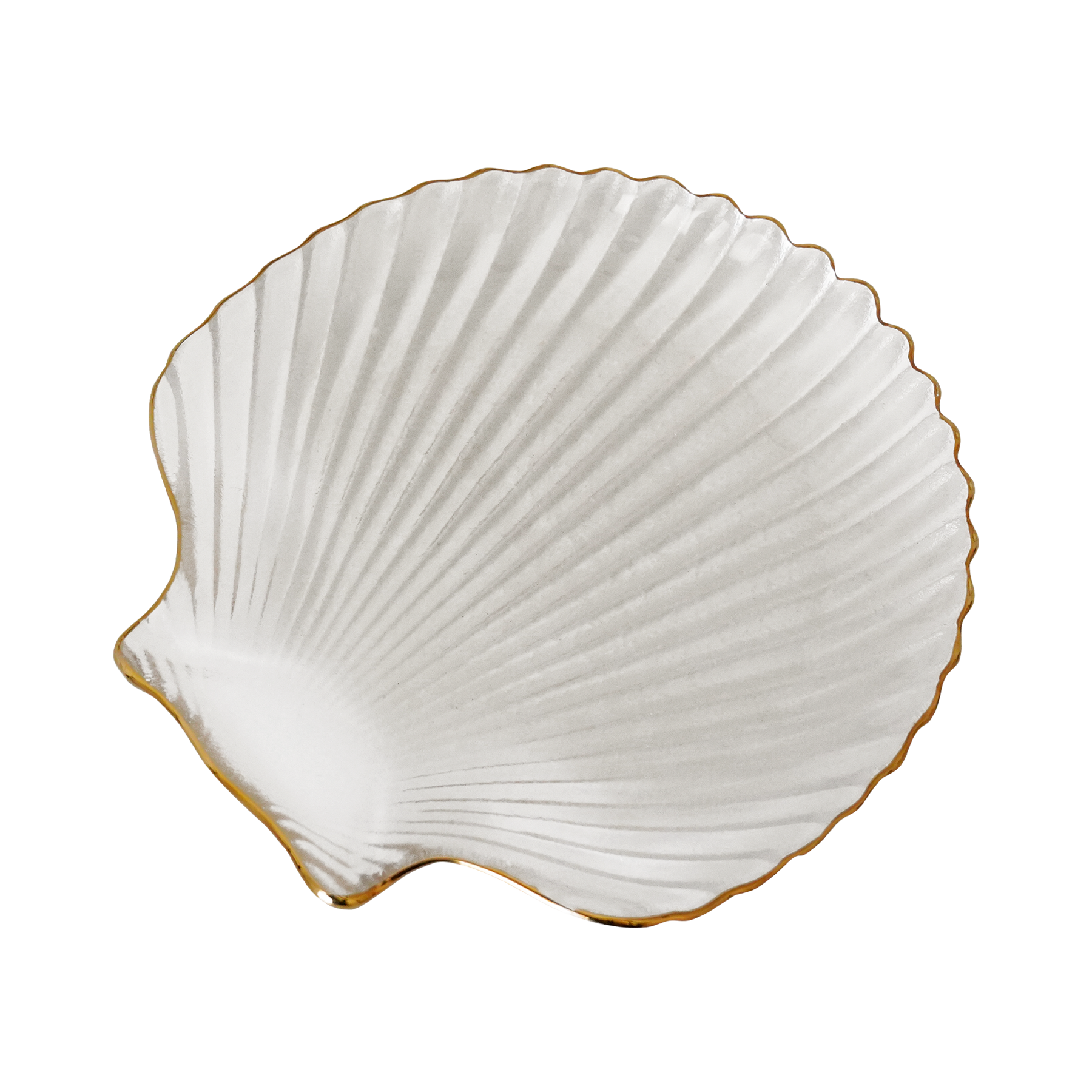 clear shell tray with a gold rim