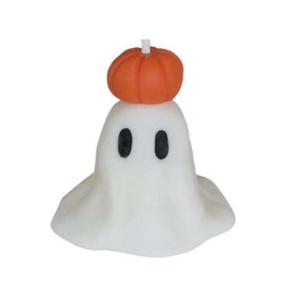 ghost candle with pumpkin on head for spooky halloween party decor