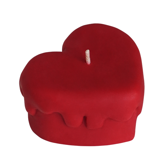 red melting heart candle
