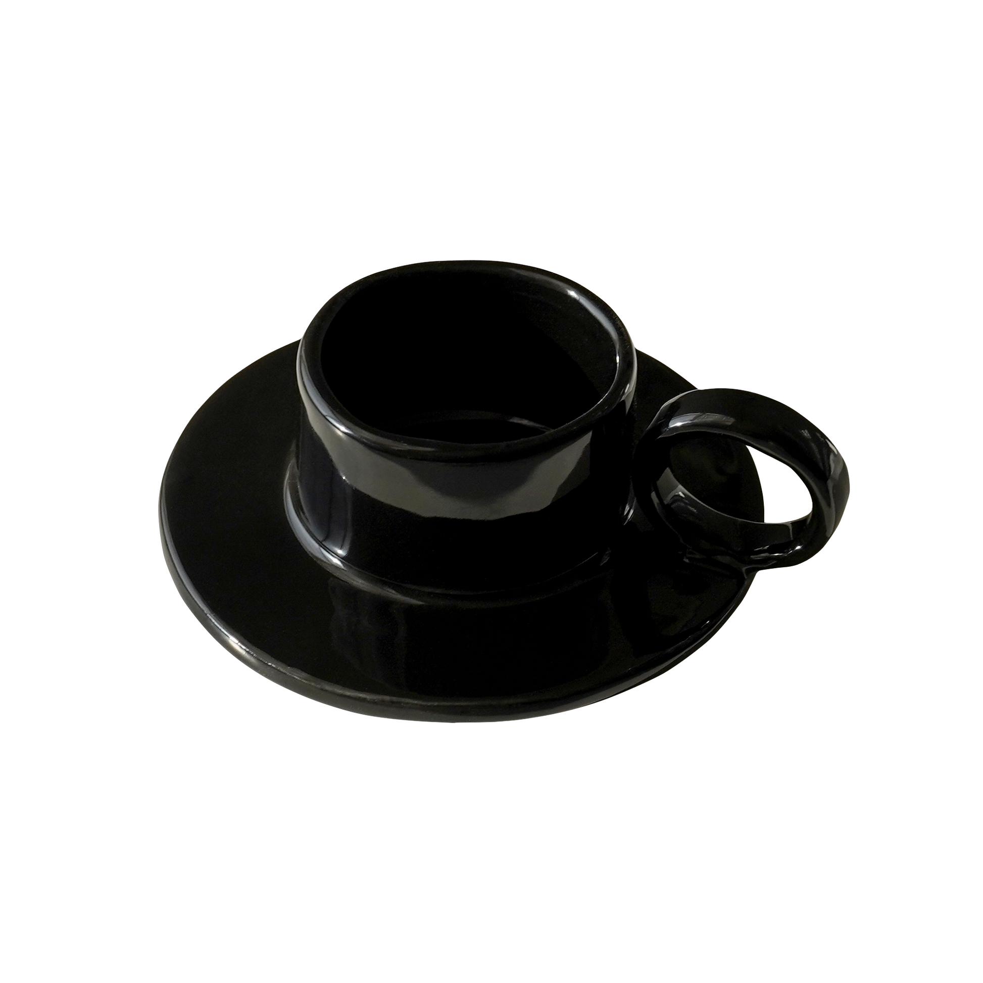 piano black teacup candle holder