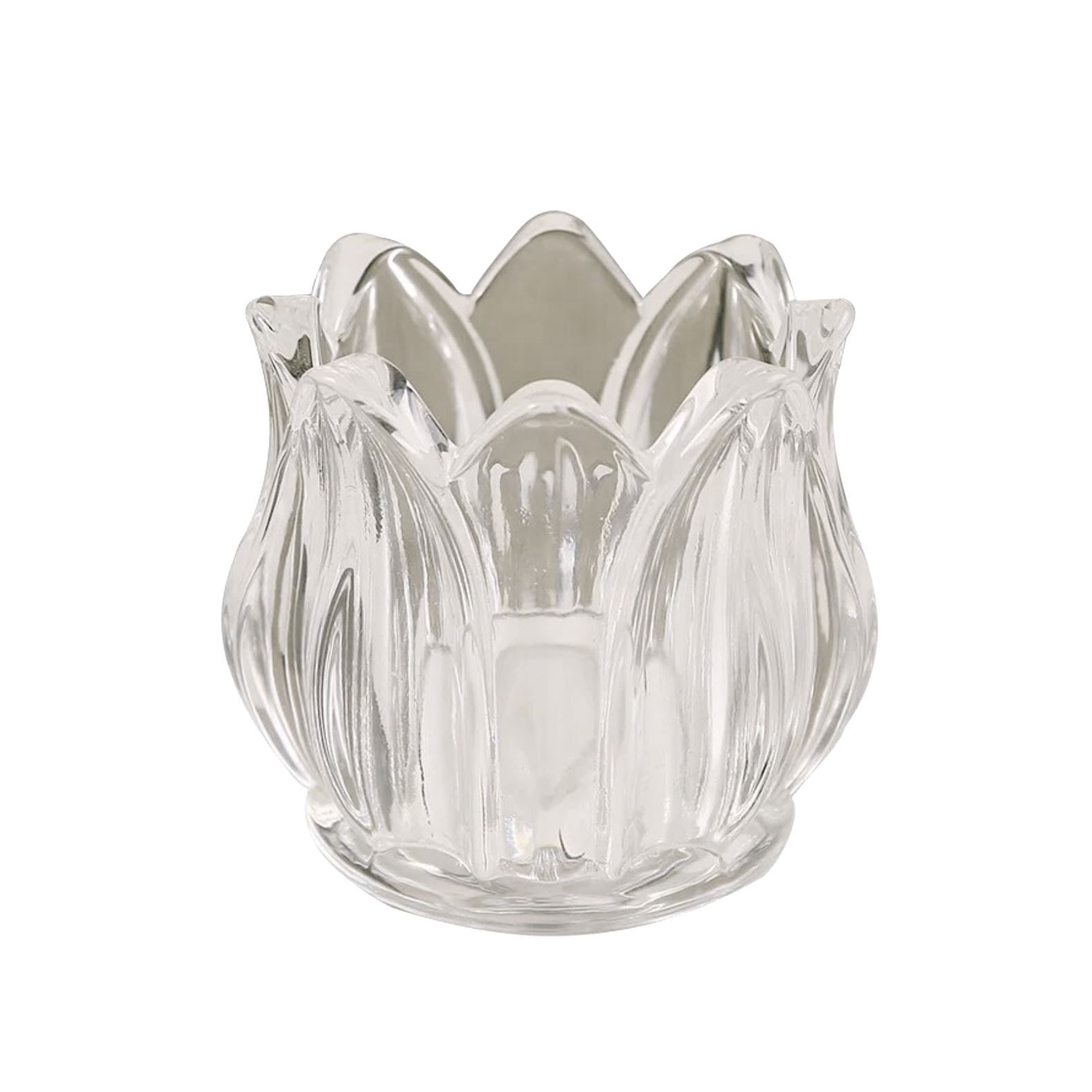 tulip flower shape clear tealight candle holder