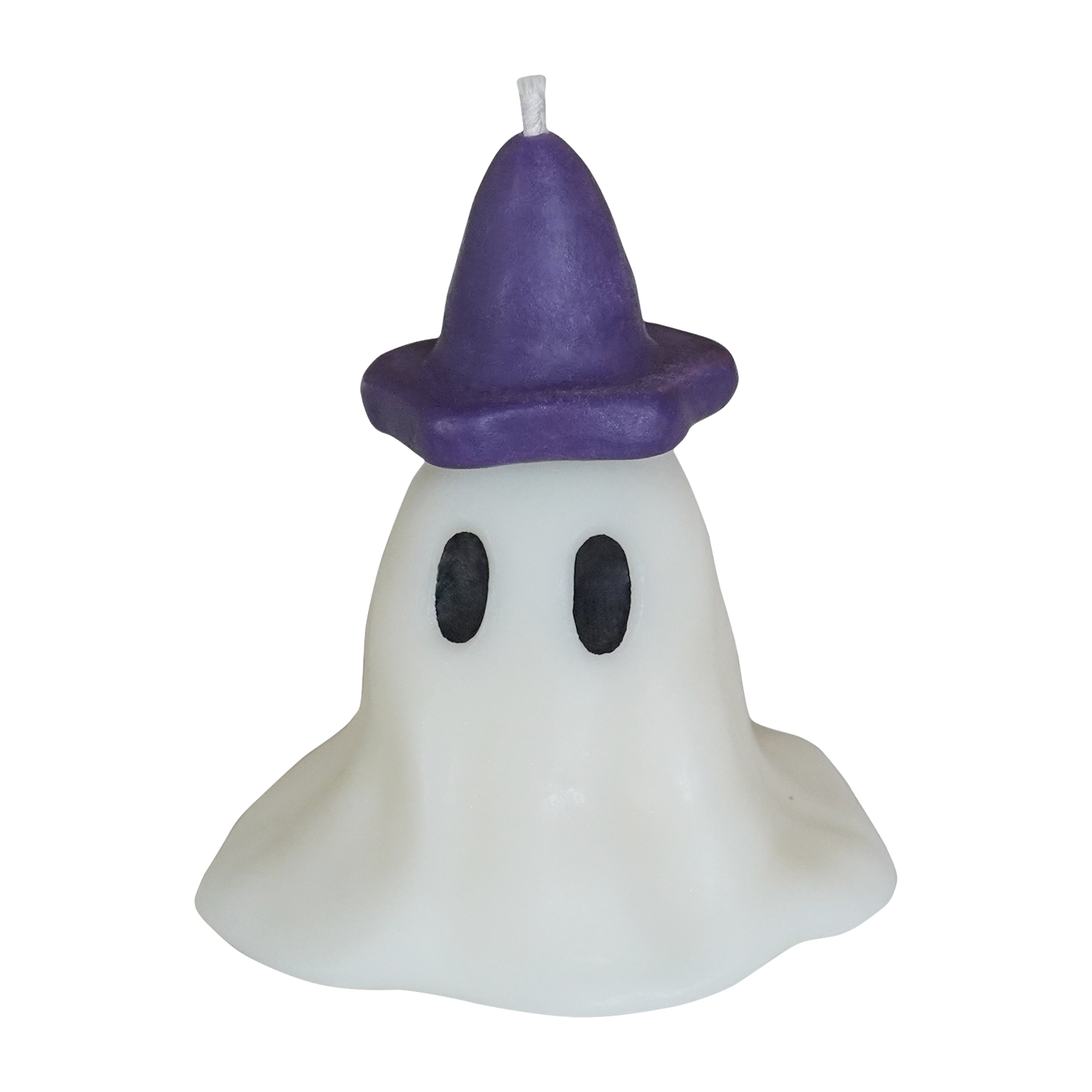 wizard ghost candle with purple hat for spooky halloween party decor